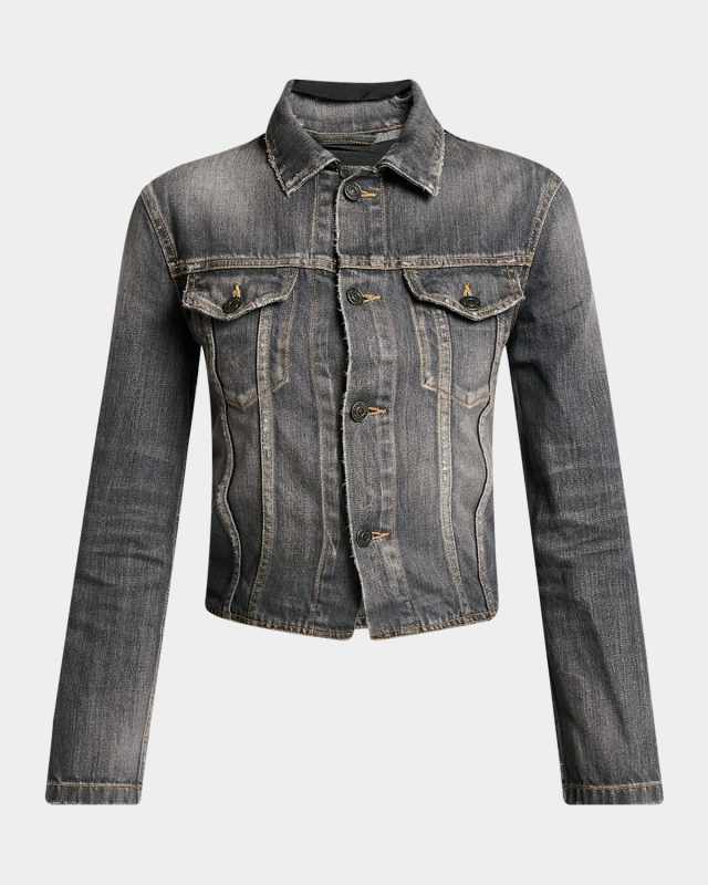 Lace-Up Denim Jacket